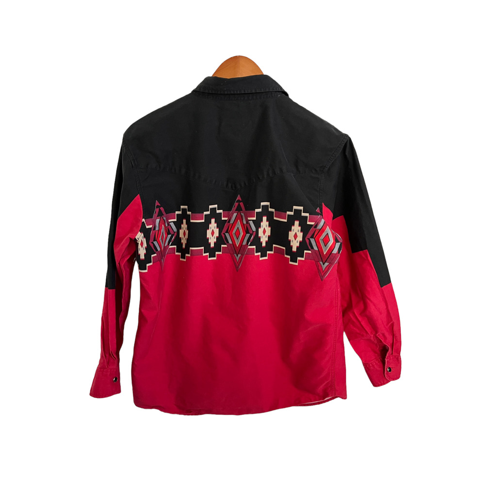 Vtg CUMBERLAND OUTFITTERS Womens Western Shirt Red/Black Button Up Long Sleeve L - Picture 2 of 5